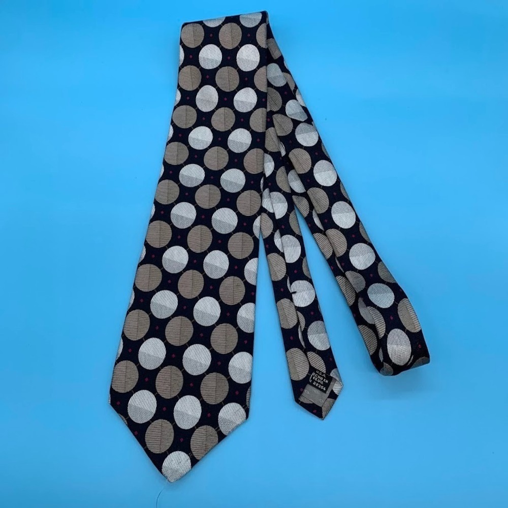 Adolfo Polka Dot Print 100% Italian Silk Preppy Men's Classic Neck Tie